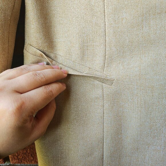 Vintage Elegant Tan Blazer and Skirt Set - Picture 6 of 11